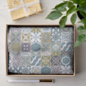 モロッコタイル – パステルブルーと金ゴールド 薄葉紙 (ギフト)