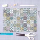 モロッコタイル – パステルブルーと金ゴールド 薄葉紙 (クラフト)