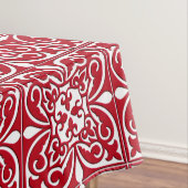 モロッコタイル – 暗赤と白色 テーブルクロス (インサイチュ)
