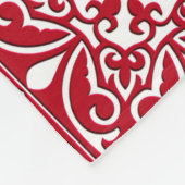 モロッコタイル – 暗赤と白色 フリースブランケット (角)