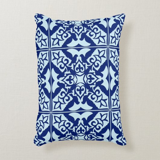 モロッコタイル – 海軍とライトブルー アクセントクッション (正面(垂直))