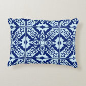 モロッコタイル – 海軍とライトブルー アクセントクッション (裏面)