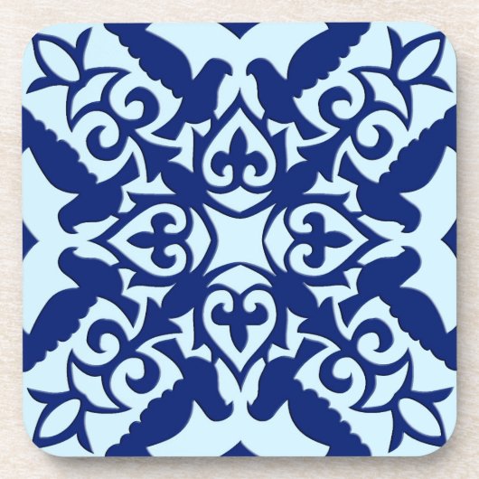 モロッコタイル – 海軍とライトブルー コースター (正面)