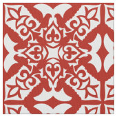 モロッコタイル – 深い 赤と白 ファブリック (クローズアップ)