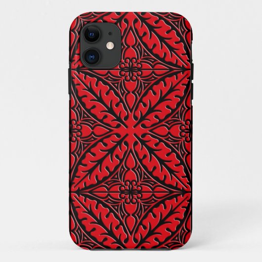 モロッコタイル – 濃い赤と黒 Case-Mate iPhoneケース (裏面)