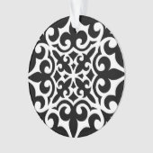 モロッコタイル – 白い背景を持つ黒 オーナメント (正面)