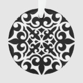 モロッコタイル – 白い背景を持つ黒 オーナメント (正面)