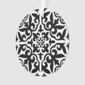 モロッコタイル – 白い背景を持つ黒 オーナメント (正面)