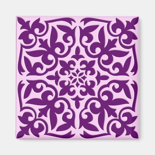 モロッコタイル – 紫と蘭 マグネット (正面)