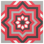 モロッコタイル，赤，灰色/灰色，黒と白 ファブリック (クローズアップ)