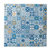 モロッコタイル – 青とオレンジ タイル (正面)