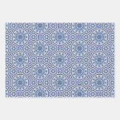 モロッコタイル，青タイル，オールオーバープリント ラッピングペーパーシート (正面)