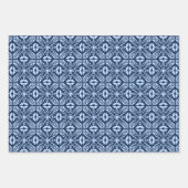 モロッコタイル，青，明るい赤紫色ピンク，ターコイズ  ラッピングペーパーシート (正面)