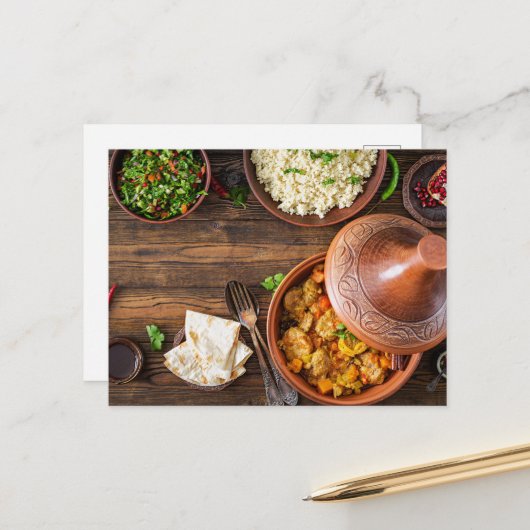 モロッコタジンのモロッコフード ポストカード (正面/裏面インサイチュ)