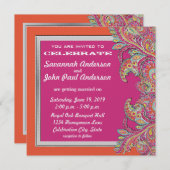 モロッコタンジェリン&明るい赤紫色結婚式招待状 招待状 (正面/裏面)