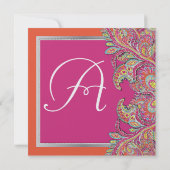 モロッコタンジェリン&明るい赤紫色結婚式招待状 招待状 (裏面)