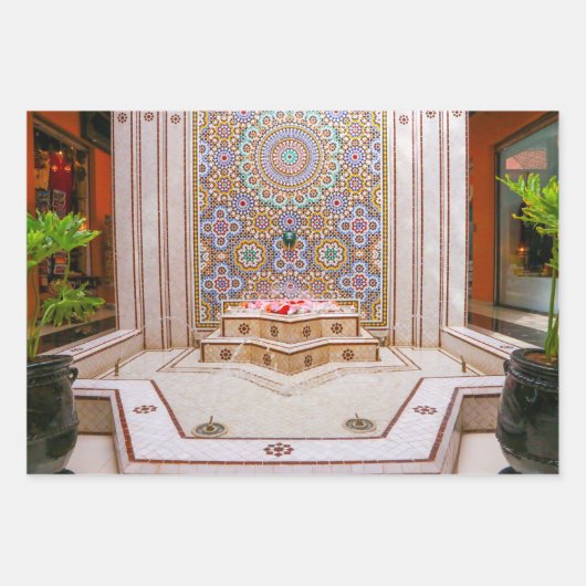 モロッコチェリジ、モザイクタイル ラッピングペーパーシート (正面)