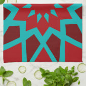 モロッコティール(緑がかった色)及び赤柄キッチンタオル キッチンタオル (折り畳み)