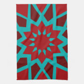 モロッコティール(緑がかった色)及び赤柄キッチンタオル キッチンタオル (縦)