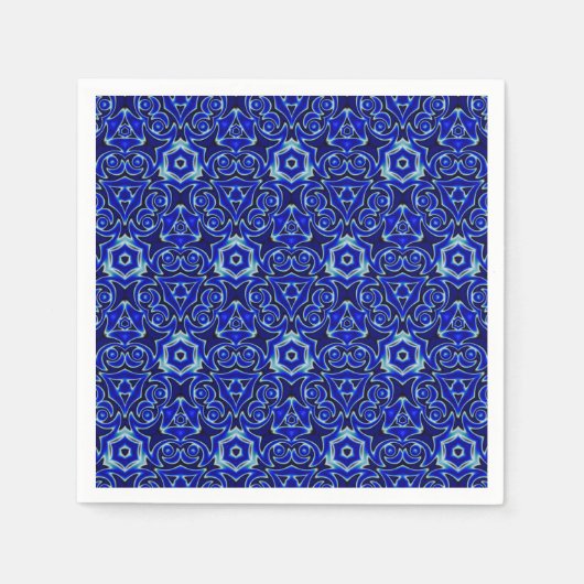 モロッコテキスタイルパターンのタイル対称 スタンダードカクテルナプキン (正面)