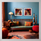 モロッコデコールルームレッドブルー金ゴールドオレンジ ポスター (正面)