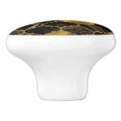 モロッコトレリスブラックマーブルアンド金ゴールド セラミックノブ (側面)