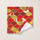 モロッコトレリスレッズと金ゴールド バスタオルセット (ウォッシュタオル)