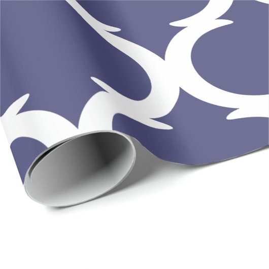 モロッコトレリス海軍ブルーホワイトラティスパターン ラッピングペーパー (ロールコーナー)