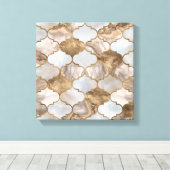 モロッコトレリス白大理石と金ゴールド キャンバスプリント (インサイチュ (ウッドフロア))