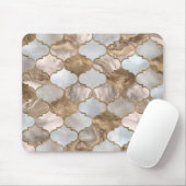 モロッコトレリス白大理石と金ゴールド マウスパッド (マウス)