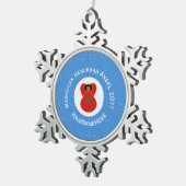 モロッコハヌカエンジェルパーソナライズされた国旗 スノーフレークピューターオーナメント (右)