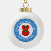 モロッコハヌカエンジェルパーソナライズされた国旗 セラミックボールオーナメント (正面)