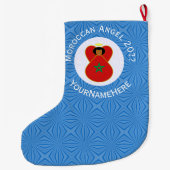 モロッコハヌカエンジェルパーソナライズされた国旗 ラージクリスマスストッキング (裏面)