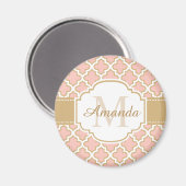モロッコパタエレガントンピンクコーラルモノグラム マグネット (正面/裏面)