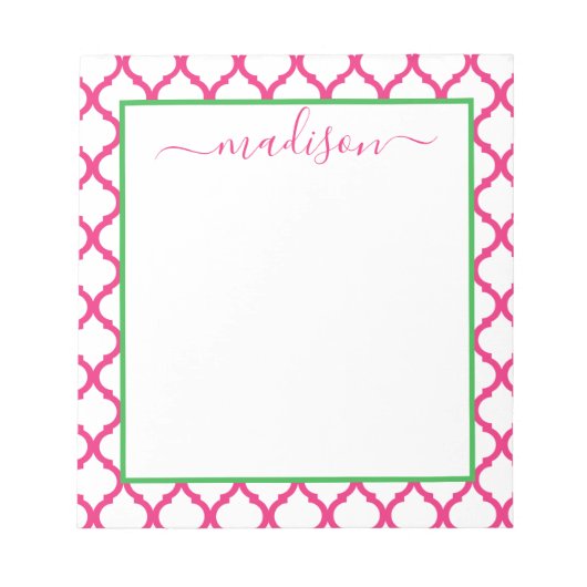 モロッコパタパーソナライズされたーン名メモ帳 ノートパッド (正面)