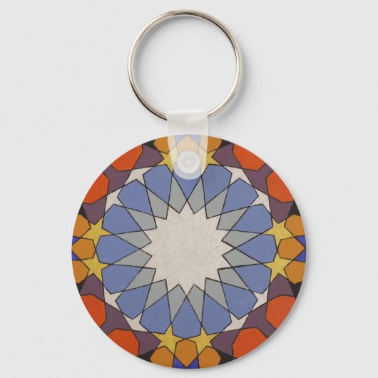 モロッコパターンブルーオレンジキーチェーン キーホルダー (正面)