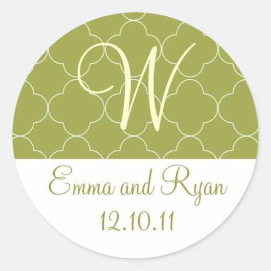 モロッコパーソナライズされたグリーンステッカー ラウンドシール (正面)