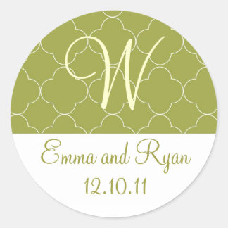 モロッコパーソナライズされたグリーンステッカー ラウンドシール