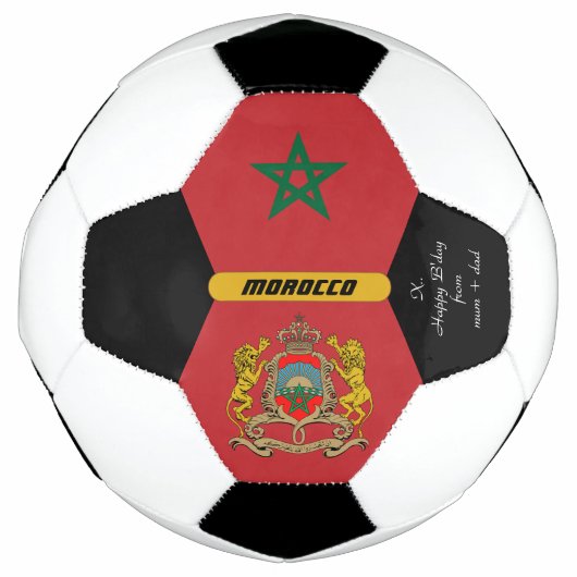 モロッコパーソナライズされた、国旗、サッカーの写真 サッカーボール (正面)