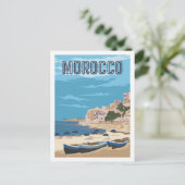 モロッコビーチ有名トラベルプレイスイラストレーション ポストカード (スタンド正面)