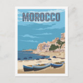 モロッコビーチ有名トラベルプレイスイラストレーション ポストカード (正面)
