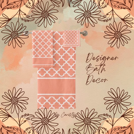 モロッコピーチピンク赤面とホワイトバスタオオルセット バスタオルセット