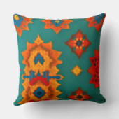 モロッコファブリックエキゾチック赤オレンジティール(緑がかった色)グリーンL クッション (裏面)