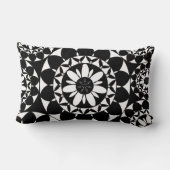 モロッコフラワータイルデザイン白黒 ランバークッション (裏面)