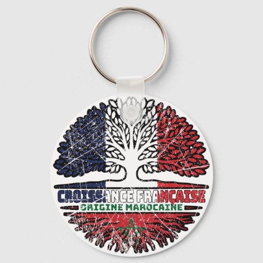 モロッコフランスのロッコフランスのルーツ国旗 キーホルダー (正面)