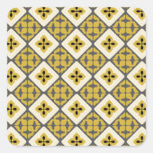 モロッコフローラタイル模様イエローグレーブラック スクエアシール (正面)