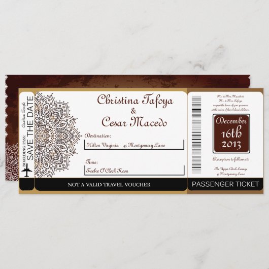 モロッコブラウンボードパス結婚式招待状 招待状 (正面/裏面)