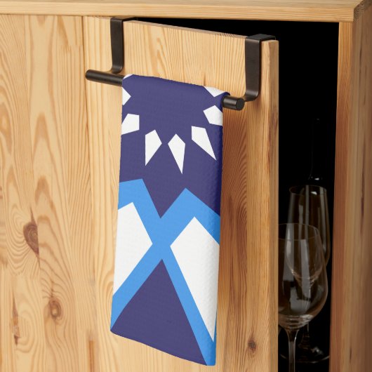 モロッコブルーとホワイトパターンのキッチンタオル キッチンタオル (三つ折り)