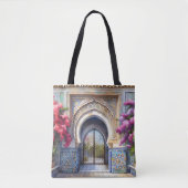 モロッコブルータイルパーソナライズされたアーチカラフルアート トートバッグ (正面)