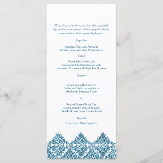 モロッコブルーダマスクのウェディングメニュー メニュー (正面)